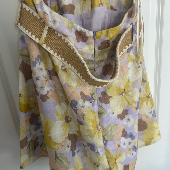 Zimmermann Pop Floral backless halter linen romper with Belt NWT - Picture 4 of 13
